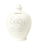T00000-16 White Baby Pot with Silver Writing